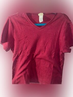 L.L.Bean T-Shirt Women’s M Regular 100% Cotton Magenta V-Neck Short Sleeve